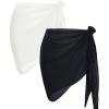 imageCHICGAL 2 Pieces Women Beach Sarong Bathing Suit Wrap Skirt Sheer Bikini Swimsuit Cover Ups for SwimwearA White and Black