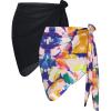 imageCHICGAL 2 Pieces Women Beach Sarong Bathing Suit Wrap Skirt Sheer Bikini Swimsuit Cover Ups for SwimwearBlack  Colorful Paint