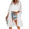 imageWomens Kimono Swimsuit Coverups Summer Beach Casual Loose Cardigans for SwimwearSoild White
