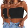 imageWomens Tube Tops Summer Bandeau Casual Crop Top Going Out Strapless Tank Basic Short Shirt2 Pieces Black black