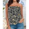 imageCHICGAL Womens Tube Tops Summer Casual Bandeau Tank Casual Strapless Blouse Off The Shoulder Tunic ShirtsBlack Yellow Butterfly