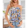 imageCHICGAL Womens Tube Tops Summer Casual Bandeau Tank Casual Strapless Blouse Off The Shoulder Tunic ShirtsBlue Orange Flower