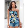 imageCHICGAL Womens Tube Tops Summer Casual Bandeau Tank Casual Strapless Blouse Off The Shoulder Tunic ShirtsBlue Yellow Flower