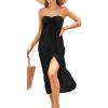 imageWomens Beach Dress Summer Maxi Sundress Strapless Hawaiian Cover Ups Asymmetrical Wrap DressesA Solid Black