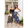 imageWomens Beach Dress Summer Maxi Sundress Strapless Hawaiian Cover Ups Asymmetrical Wrap DressesNavy Leaf Flower