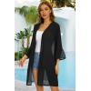 imageWomens Kimono Cardigans Floral Chiffon Loose Open Front Casual Summer TopsBlack