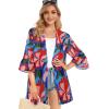 imageWomens Kimono Cardigans Floral Chiffon Loose Open Front Casual Summer TopsPink Colorful Floral