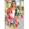 imageWomens Kimono Cardigans Floral Chiffon Loose Open Front Casual Summer TopsPink Rose
