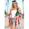imageWomens Kimono Cardigans Floral Chiffon Loose Open Front Casual Summer TopsPink Rose