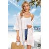imageWomens Kimono Cardigans Floral Chiffon Loose Open Front Casual Summer TopsWhite