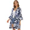 imageWomens Kimono Cardigans Floral Chiffon Loose Open Front Casual Summer TopsWhite Leaf Floral