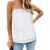 imageCHICGAL Womens Tube Tops Summer Casual Bandeau Tank Casual Strapless Blouse Off The Shoulder Tunic ShirtsA Solid White