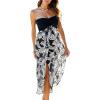 imageWomens Beach Dress Summer Maxi Sundress Strapless Hawaiian Cover Ups Asymmetrical Wrap DressesA Maxi White Leaf