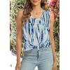 imageCHICGAL Womens Summer Tank Tops Sleeveless T Shirt Casual Loose Fit Tunic BlousesBlue Line White