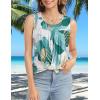 imageCHICGAL Womens Summer Tank Tops Sleeveless T Shirt Casual Loose Fit Tunic BlousesLight Blue Leaves