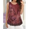 imageCHICGAL Womens Summer Tank Tops Sleeveless T Shirt Casual Loose Fit Tunic BlousesRed Garden