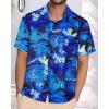 imageMens Hawaiian Shirt Short Sleeve Summer Beach Casual Tops Button Down T Shirts with PocketBlue Palm Tree