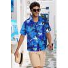 imageMens Hawaiian Shirt Short Sleeve Summer Beach Casual Tops Button Down T Shirts with PocketBlue Palm Tree
