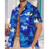 imageMens Hawaiian Shirt Short Sleeve Summer Beach Casual Tops Button Down T Shirts with PocketBlue Palm Tree