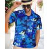 imageMens Hawaiian Shirt Short Sleeve Summer Beach Casual Tops Button Down T Shirts with PocketBlue Palm Tree