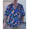 imageMens Hawaiian Shirt Short Sleeve Summer Beach Casual Tops Button Down T Shirts with PocketBlue Pineapple