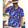 imageMens Hawaiian Shirt Short Sleeve Summer Beach Casual Tops Button Down T Shirts with PocketBlue Pineapple