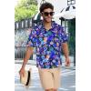 imageMens Hawaiian Shirt Short Sleeve Summer Beach Casual Tops Button Down T Shirts with PocketBlue Pineapple