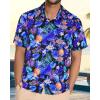 imageMens Hawaiian Shirt Short Sleeve Summer Beach Casual Tops Button Down T Shirts with PocketBlue Pineapple
