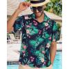 imageMens Hawaiian Shirt Short Sleeve Summer Beach Casual Tops Button Down T Shirts with PocketGreen Flamingo