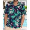 imageMens Hawaiian Shirt Short Sleeve Summer Beach Casual Tops Button Down T Shirts with PocketGreen Flamingo