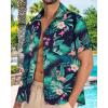 imageMens Hawaiian Shirt Short Sleeve Summer Beach Casual Tops Button Down T Shirts with PocketGreen Flamingo