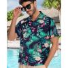 imageMens Hawaiian Shirt Short Sleeve Summer Beach Casual Tops Button Down T Shirts with PocketGreen Flamingo