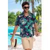 imageMens Hawaiian Shirt Short Sleeve Summer Beach Casual Tops Button Down T Shirts with PocketGreen Flamingo