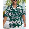 imageMens Hawaiian Shirt Short Sleeve Summer Beach Casual Tops Button Down T Shirts with PocketGreen Flower Leaf