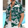 imageMens Hawaiian Shirt Short Sleeve Summer Beach Casual Tops Button Down T Shirts with PocketGreen Flower Leaf
