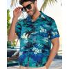 imageMens Hawaiian Shirt Short Sleeve Summer Beach Casual Tops Button Down T Shirts with PocketGreen Palm Tree