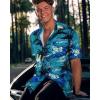 imageMens Hawaiian Shirt Short Sleeve Summer Beach Casual Tops Button Down T Shirts with PocketGreen Palm Tree
