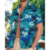 imageMens Hawaiian Shirt Short Sleeve Summer Beach Casual Tops Button Down T Shirts with PocketGreen Palm Tree