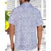 imageMens Hawaiian Shirt Short Sleeve Summer Beach Casual Tops Button Down T Shirts with PocketGrey Print Palm Leaf
