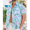 imageMens Hawaiian Shirt Short Sleeve Summer Beach Casual Tops Button Down T Shirts with PocketLake Blue Flamingo