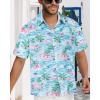imageMens Hawaiian Shirt Short Sleeve Summer Beach Casual Tops Button Down T Shirts with PocketLake Blue Flamingo