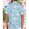 imageMens Hawaiian Shirt Short Sleeve Summer Beach Casual Tops Button Down T Shirts with PocketLake Blue Flamingo
