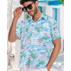 imageMens Hawaiian Shirt Short Sleeve Summer Beach Casual Tops Button Down T Shirts with PocketLake Blue Flamingo