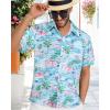imageMens Hawaiian Shirt Short Sleeve Summer Beach Casual Tops Button Down T Shirts with PocketLake Blue Flamingo