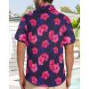 imageMens Hawaiian Shirt Short Sleeve Summer Beach Casual Tops Button Down T Shirts with PocketPink Navy Floral