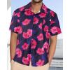 imageMens Hawaiian Shirt Short Sleeve Summer Beach Casual Tops Button Down T Shirts with PocketPink Navy Floral