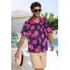 imageMens Hawaiian Shirt Short Sleeve Summer Beach Casual Tops Button Down T Shirts with PocketPink Navy Floral