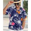 imageMens Hawaiian Shirt Short Sleeve Summer Beach Casual Tops Button Down T Shirts with PocketPink Orange Flower