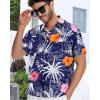 imageMens Hawaiian Shirt Short Sleeve Summer Beach Casual Tops Button Down T Shirts with PocketPink Orange Flower