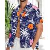 imageMens Hawaiian Shirt Short Sleeve Summer Beach Casual Tops Button Down T Shirts with PocketPink Orange Flower